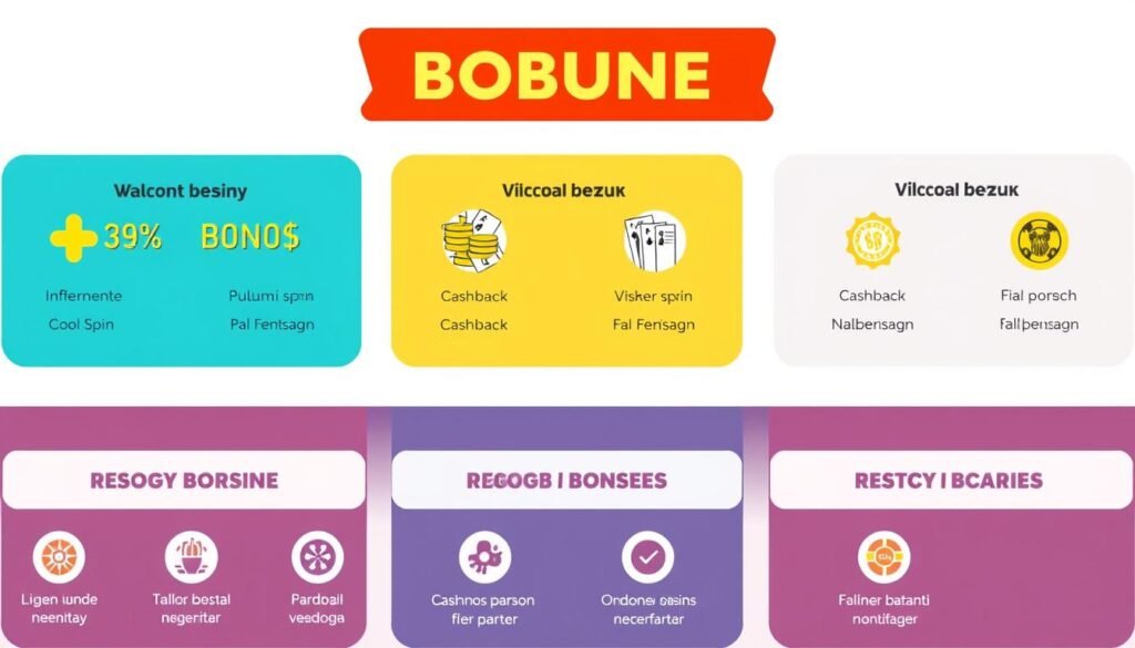 Farklı casino bonus türlerini gösteren infografik