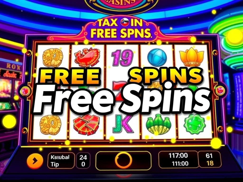 Slot makinelerinde ücretsiz dönüşleri gösteren casino ekranı